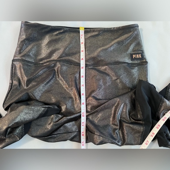 PINK Victoria Secret Leggings Women’s Sz Large Black -Gold Activewear Ultimate - Picture 4 of 9
